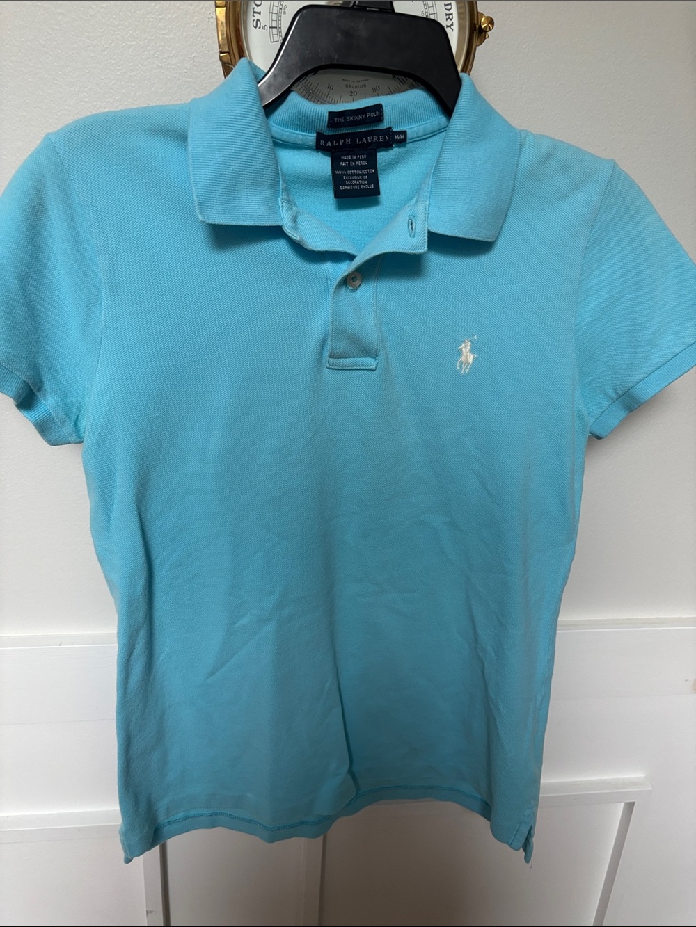 Ralph Lauren the skinny Polo in Aqua Blue size M